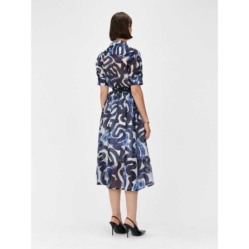 Veronika Maine Indigo Abstract Brush Shirt Dress image number 1